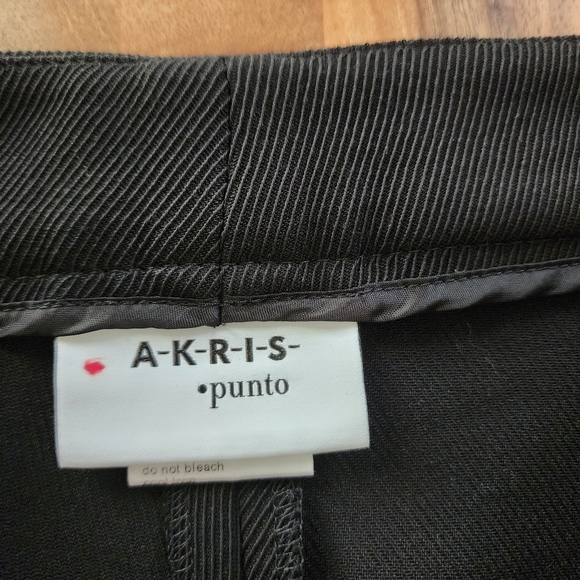 Akris Punto Straight Leg Cropped Tricotine Wool Ruffled Detail Pants Size 10 - Picture 14 of 14